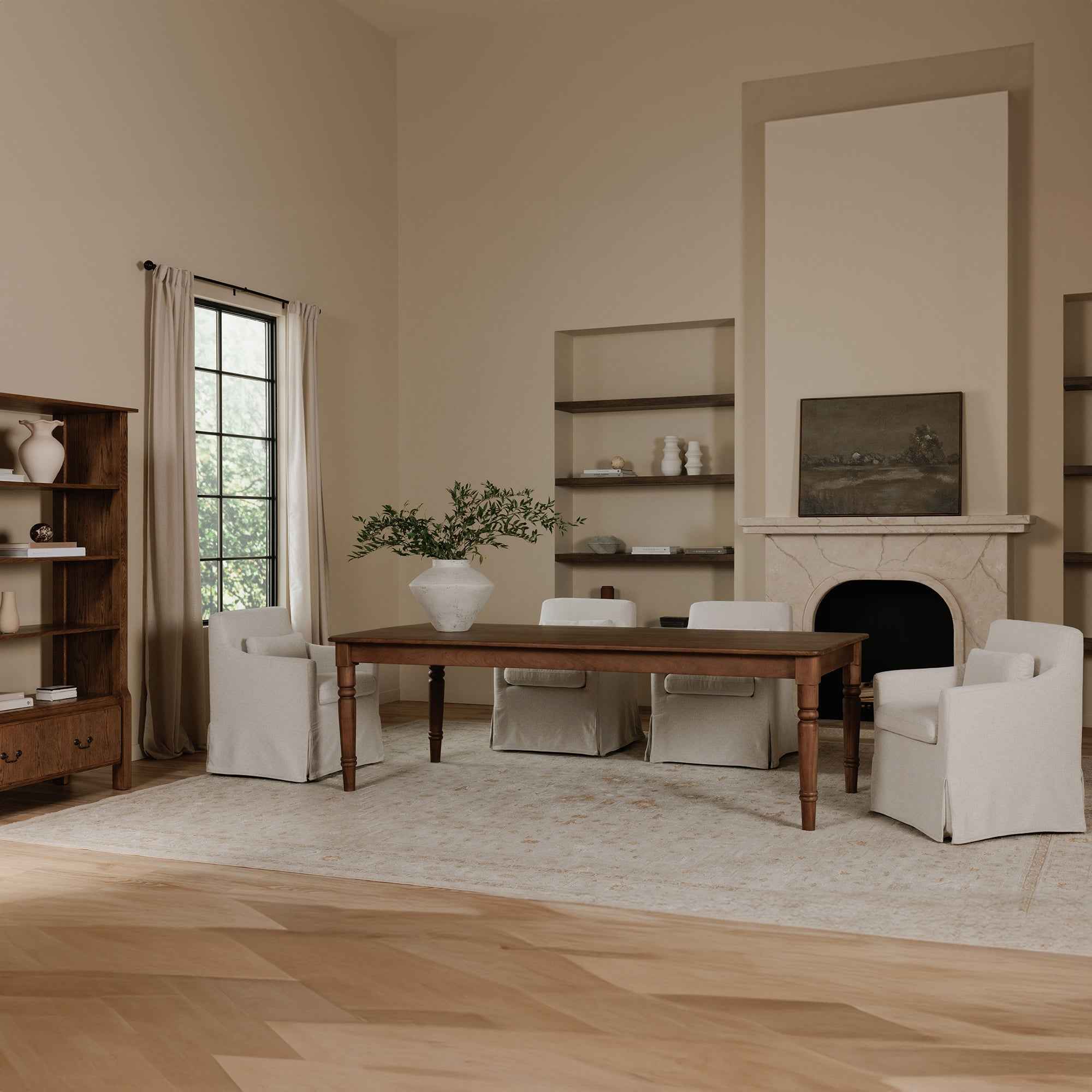 Lydia Slipcover Dining Chair Beige