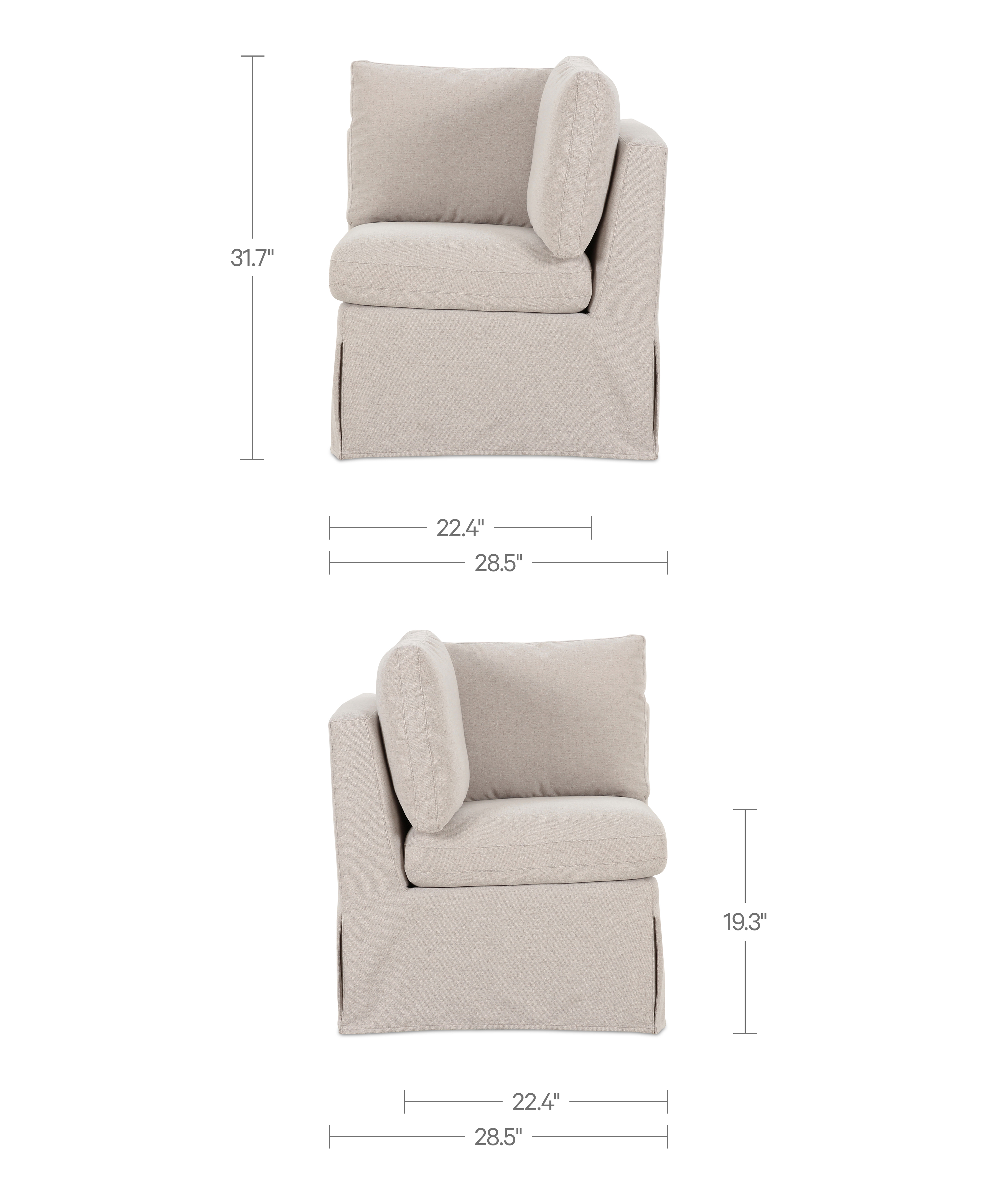 Fable Slipcover Dining Corner Chair Beige