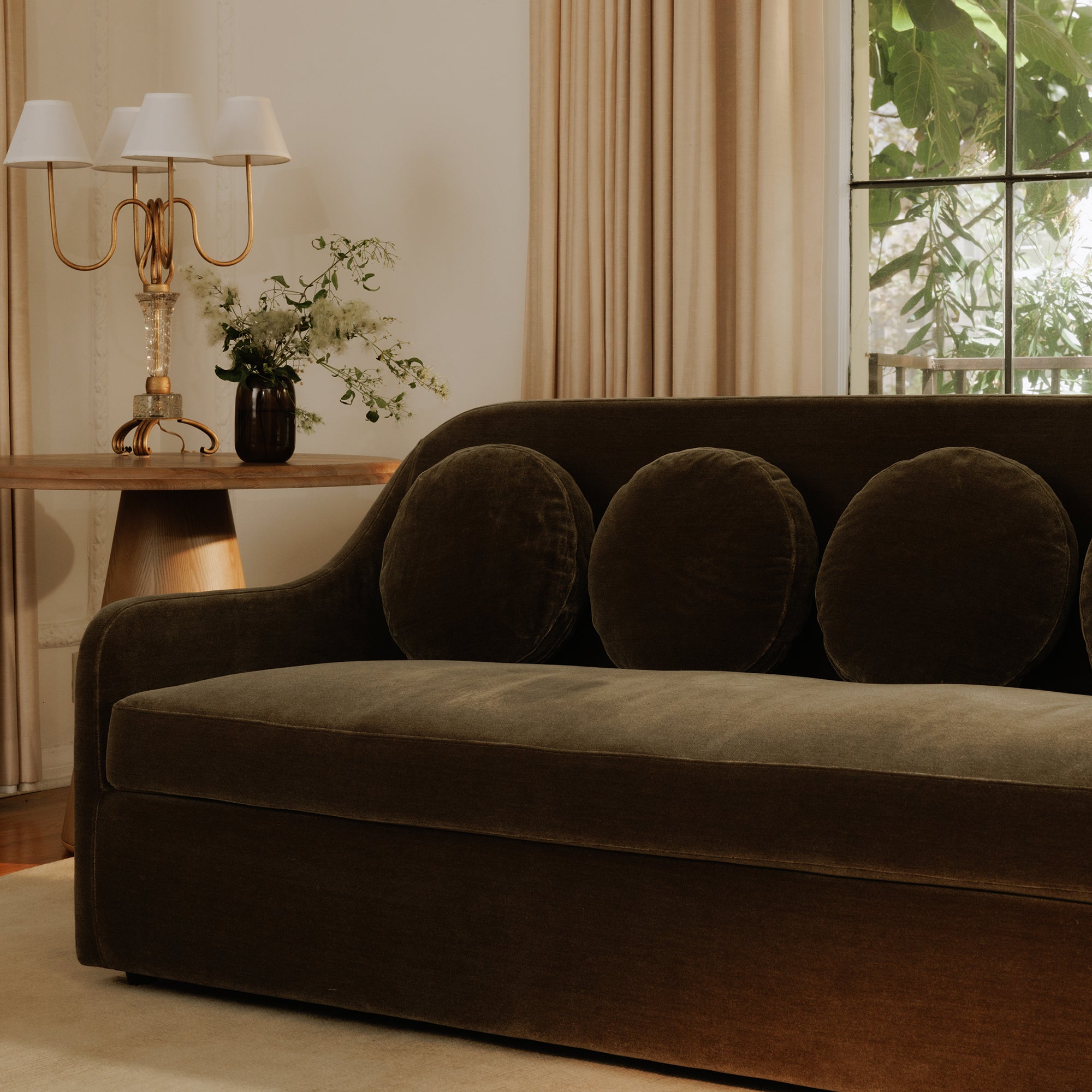 Rialto Sofa Dark Green Faux Mohair