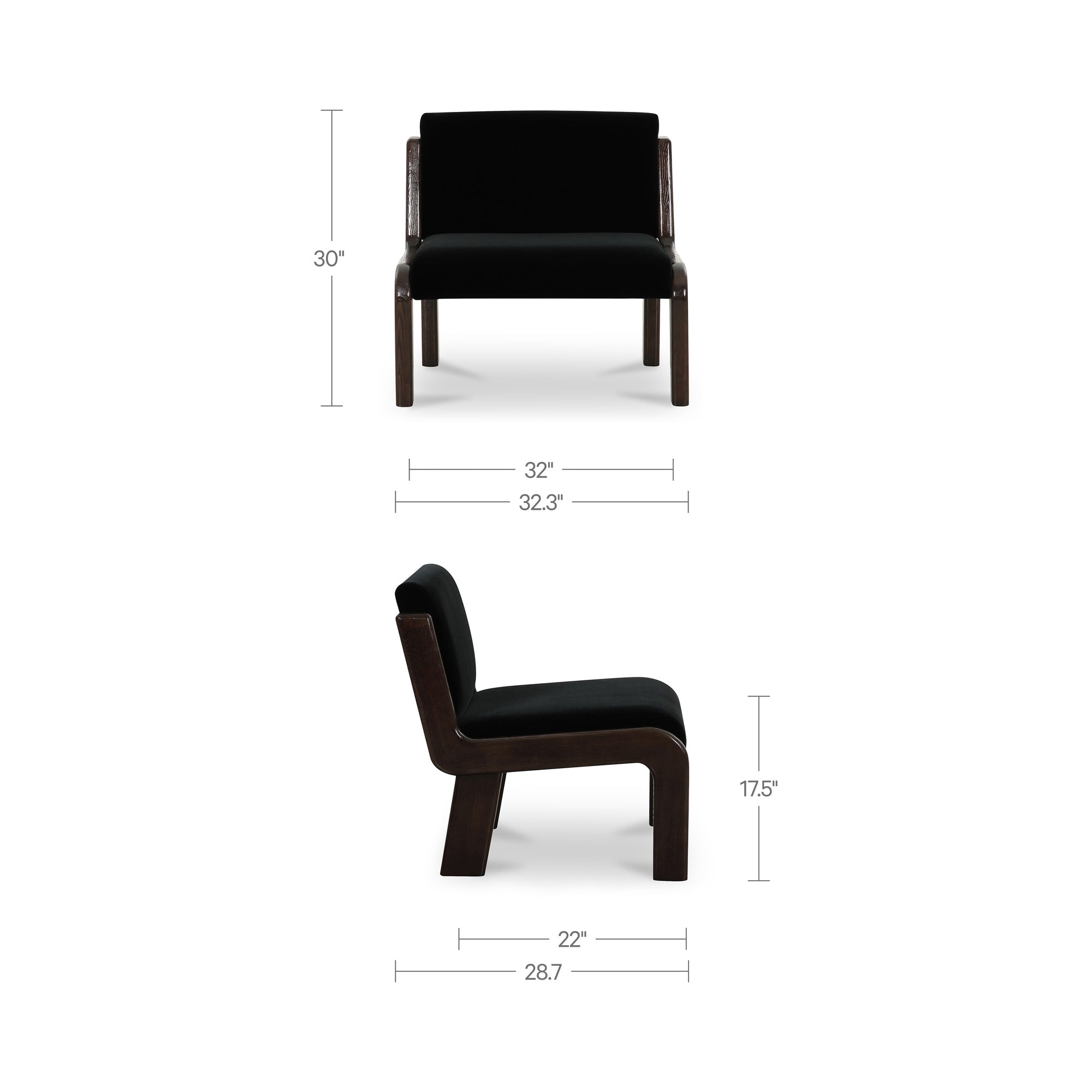 Edie Accent Chair Black Faux Mohair