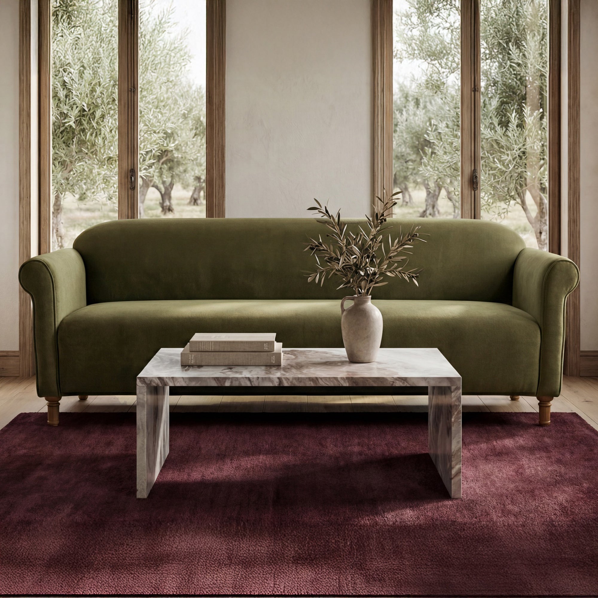 Harmony Sofa Dark Green Faux Mohair
