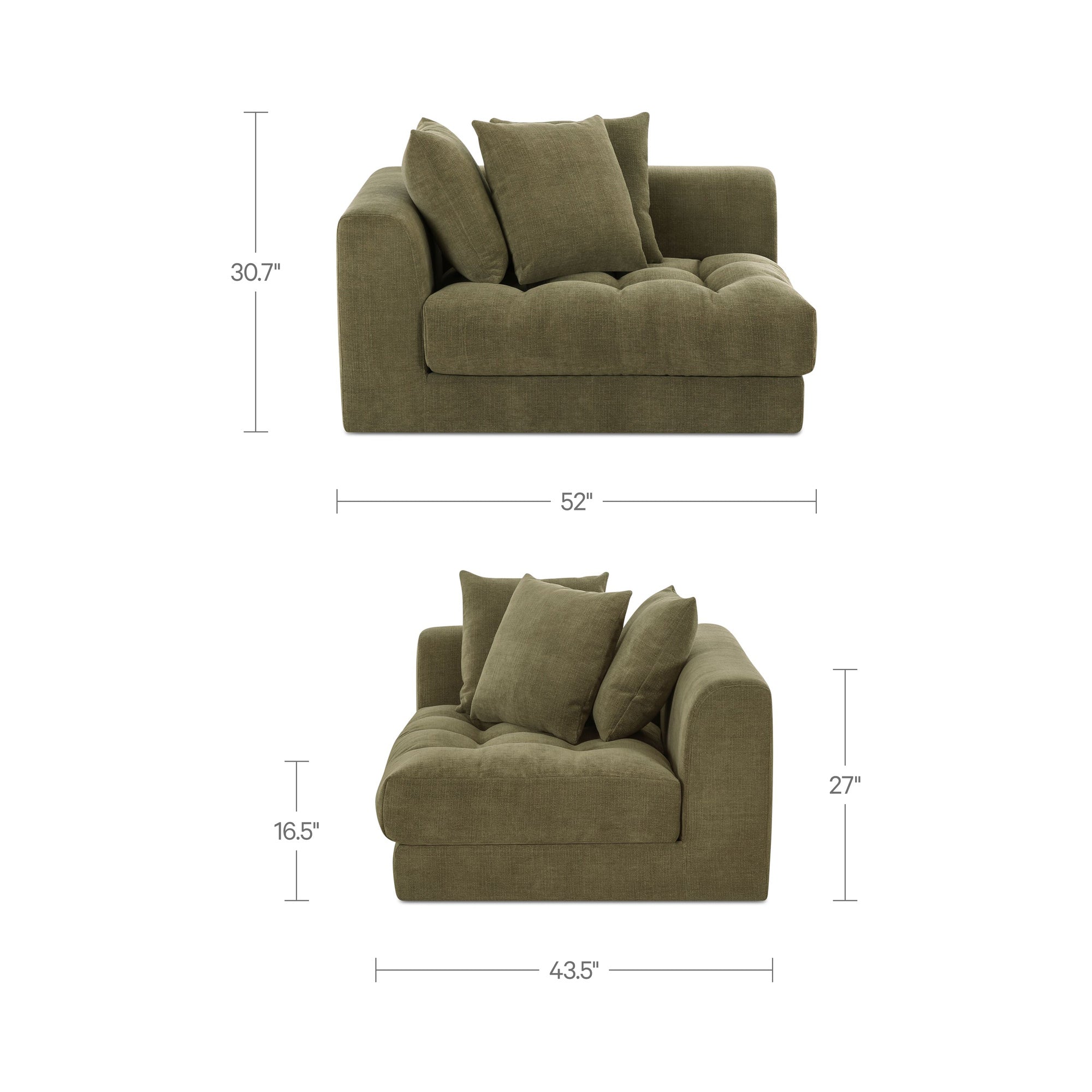 Davie Left Arm Facing Chair Olive