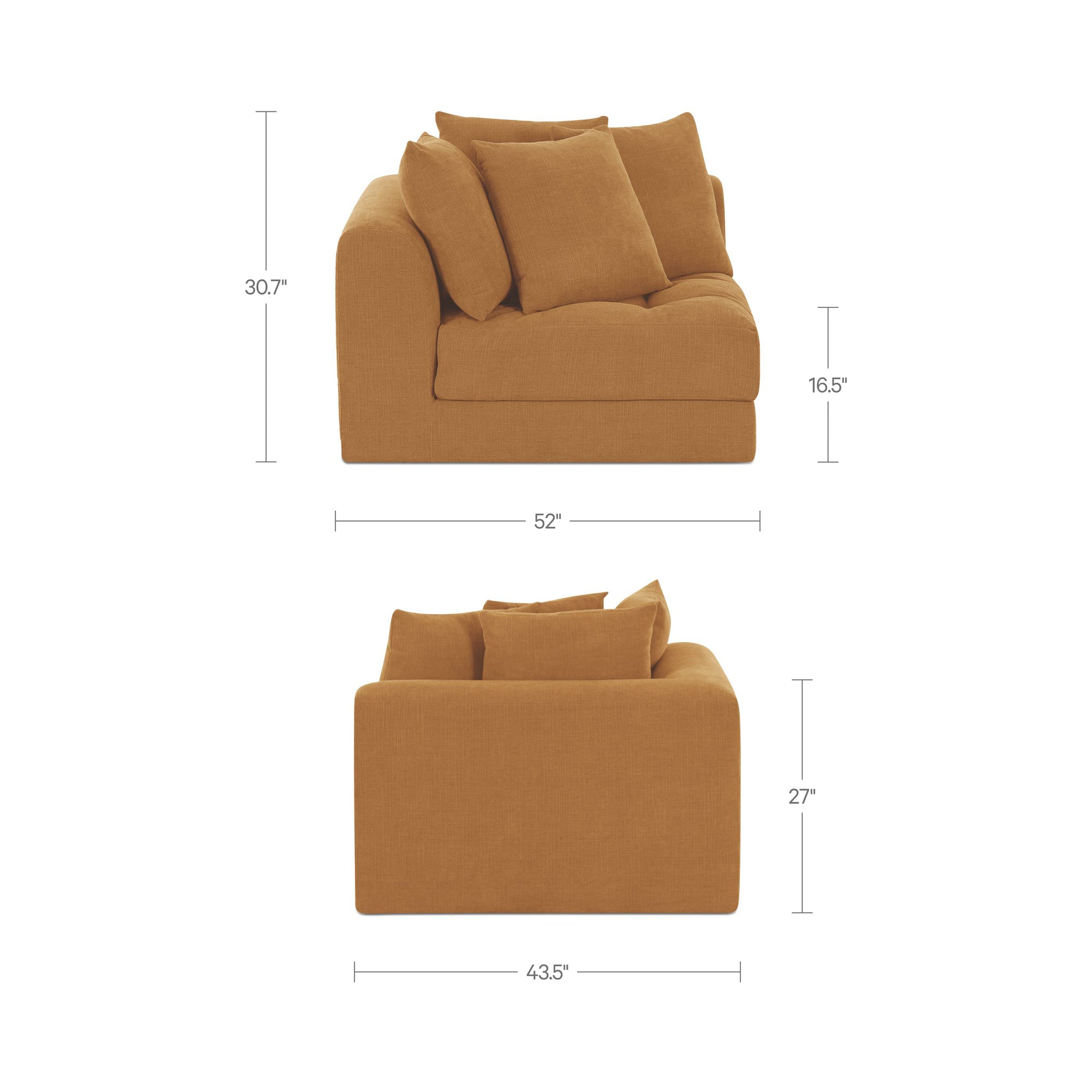 Davie Right Arm Facing Chair Golden Yellow