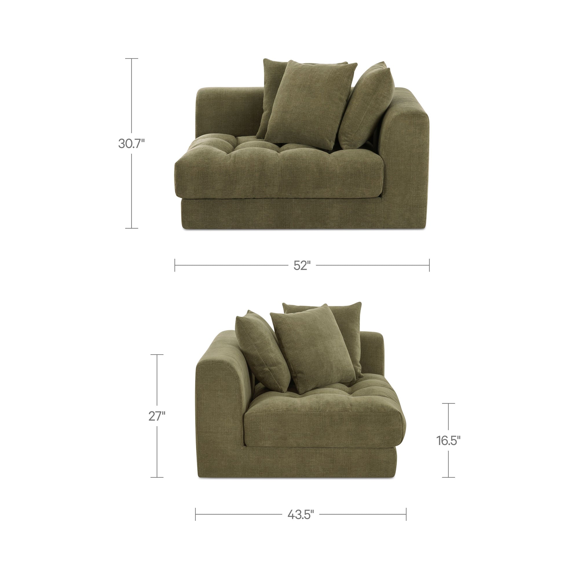 Davie Right Arm Facing Chair Olive