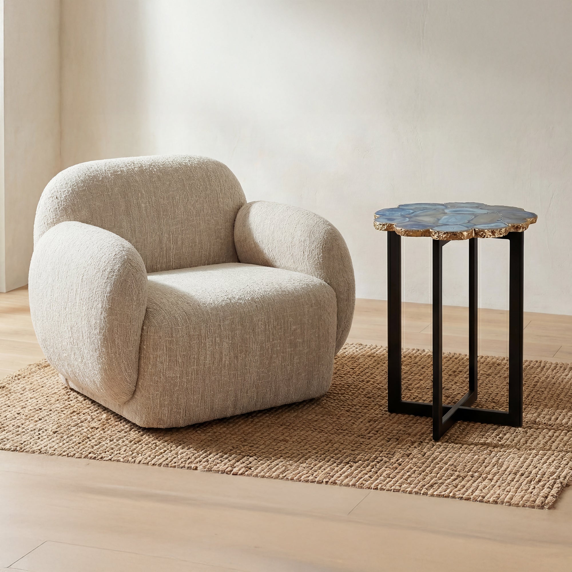 Azul Agate Accent Table Blue