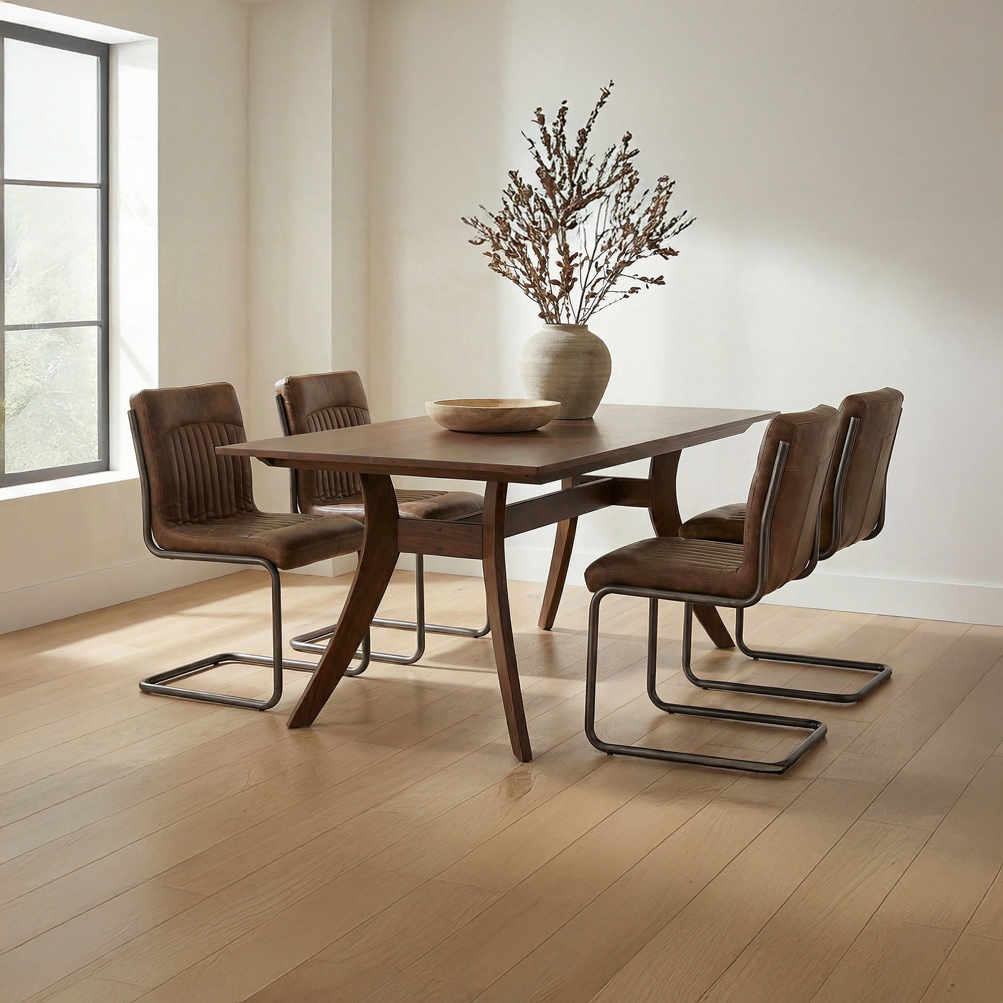 Ansel Dining Chair Grazed Brown Leather - Set Of Two