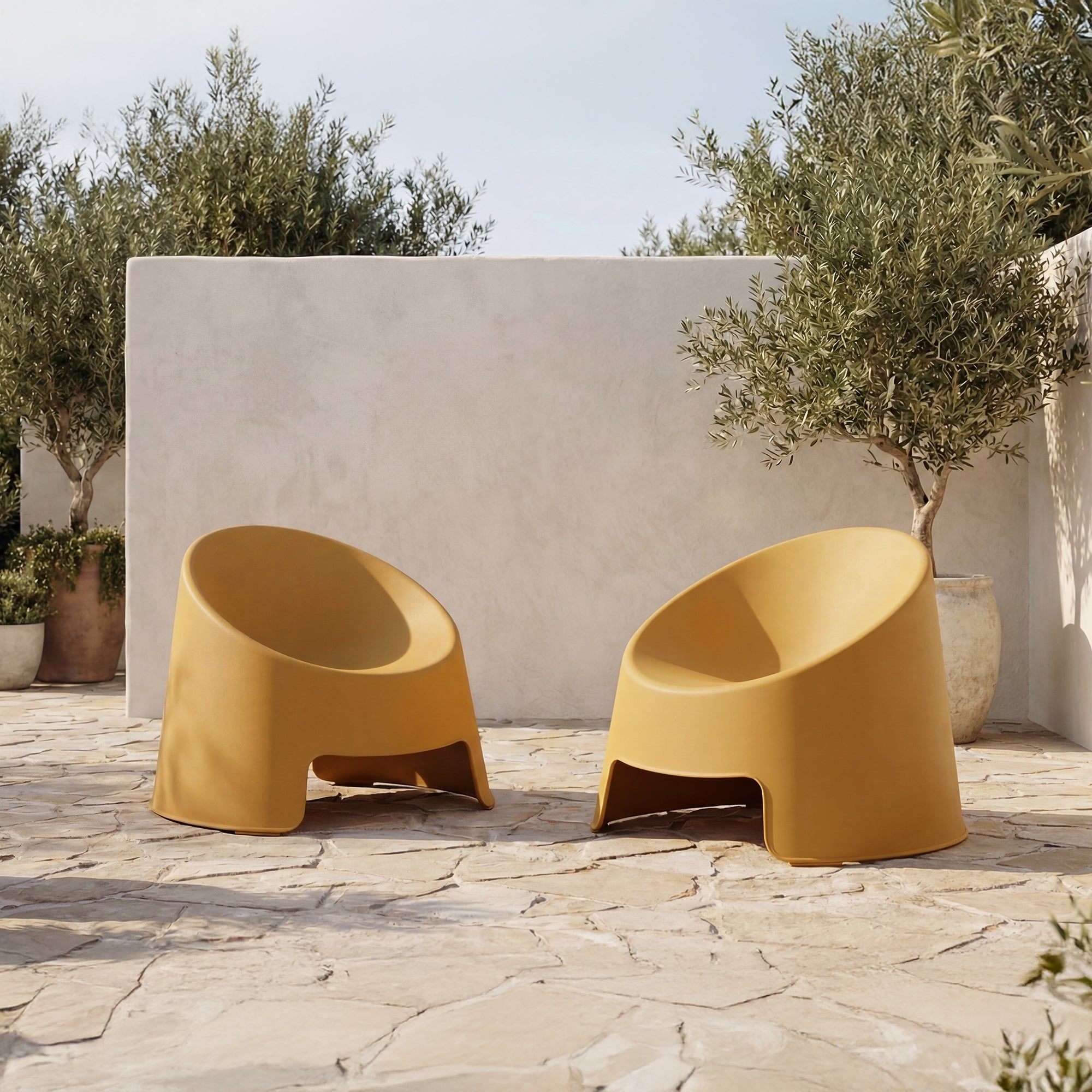 Nolla Outdoor Accent Chair Set of Two Yellow