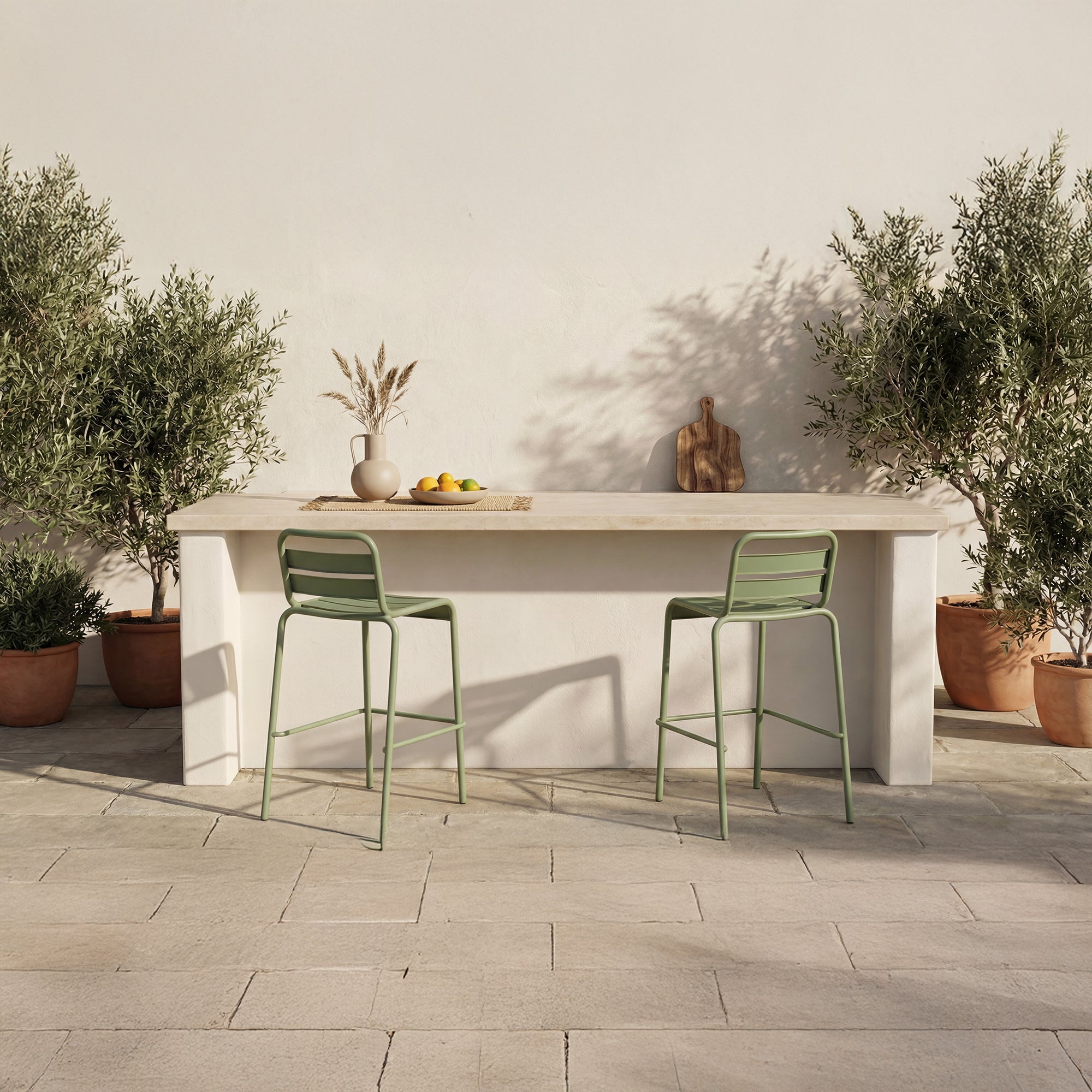 Kade Outdoor Bar Stool Green Set of Two