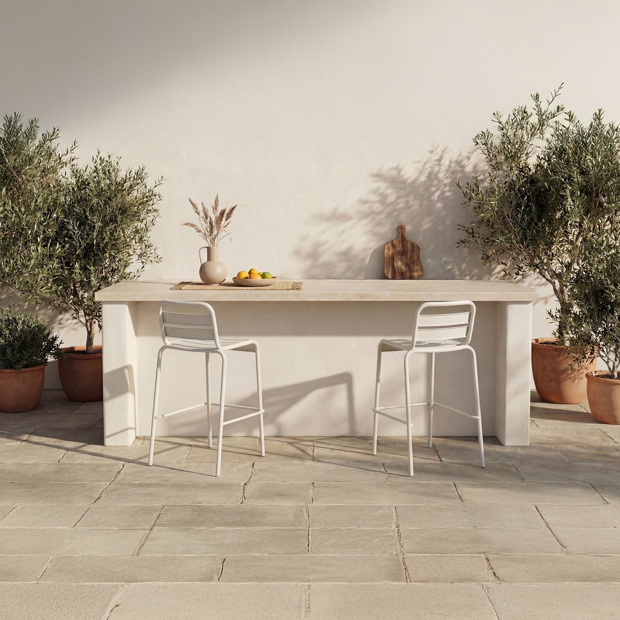 Kade Outdoor Bar Stool White Set of Two
