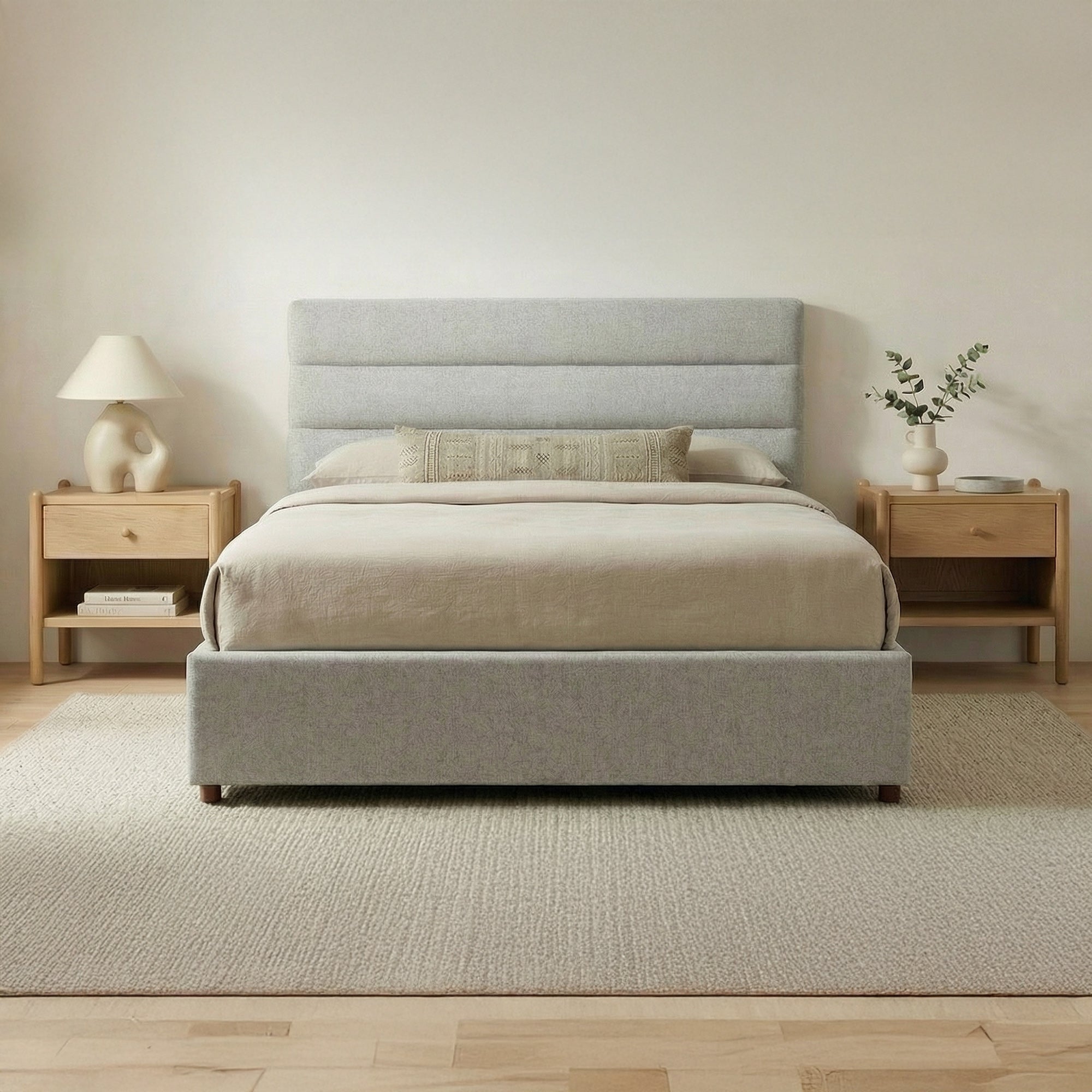 Takio Queen Bed Light Grey
