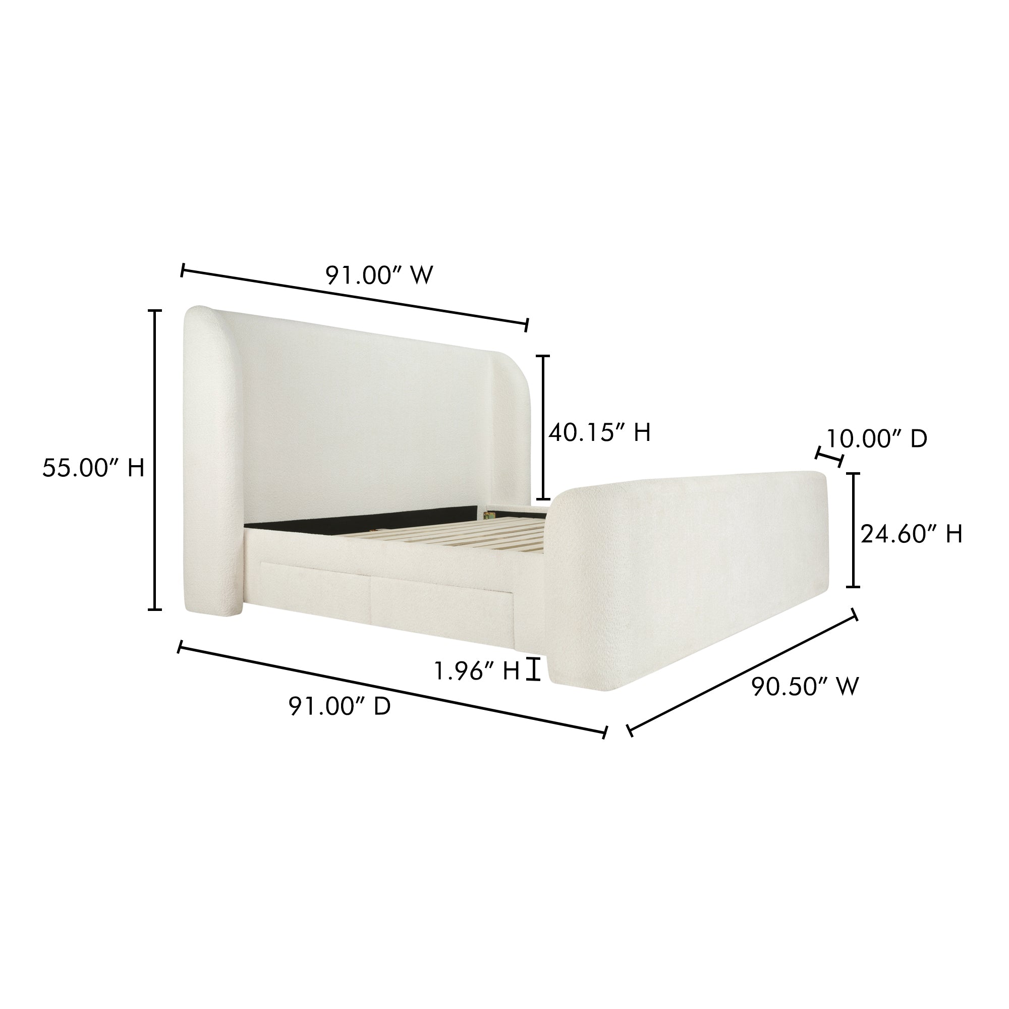 Sophia King Storage Bed Cream