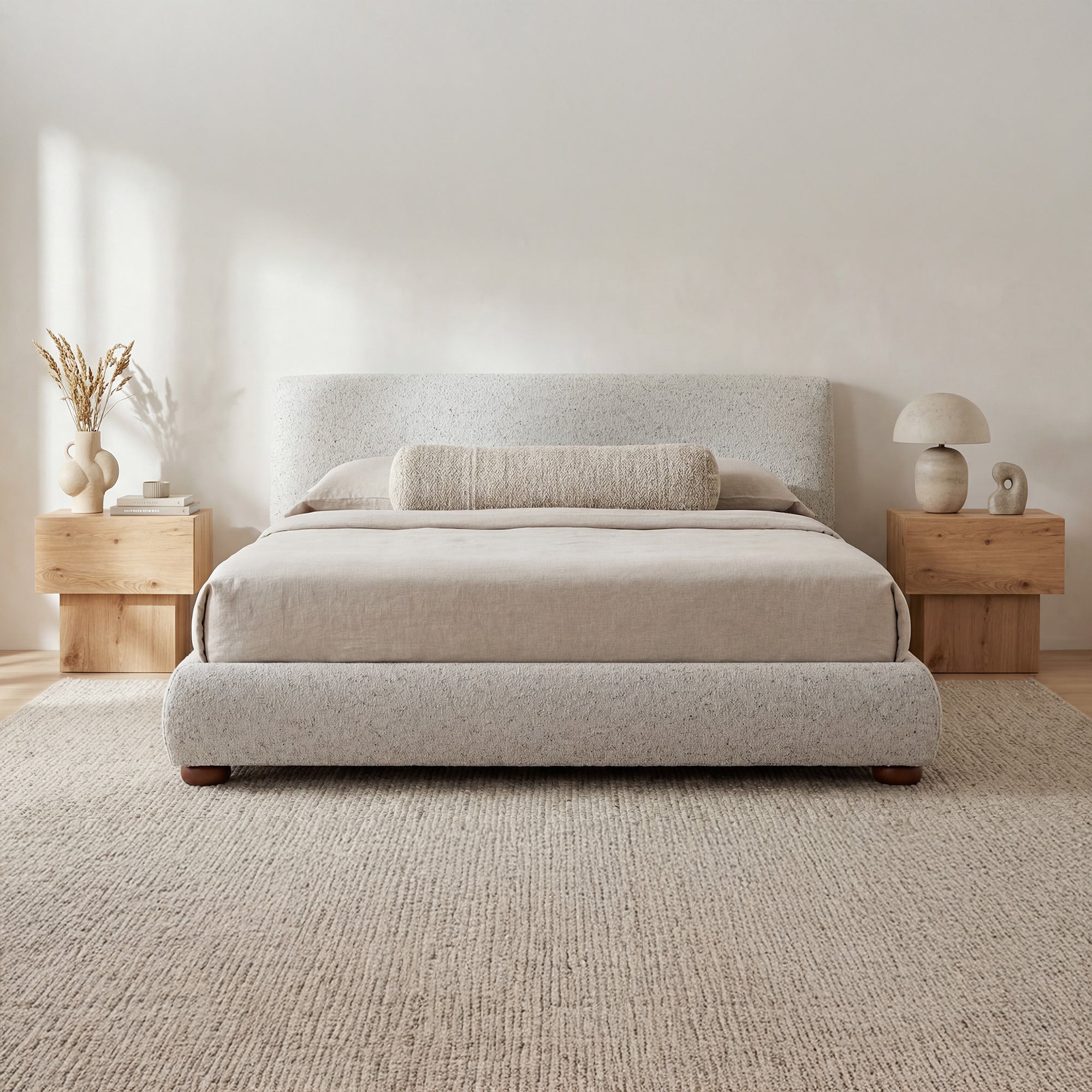 Beau Queen Storage Bed Speckled Light Grey