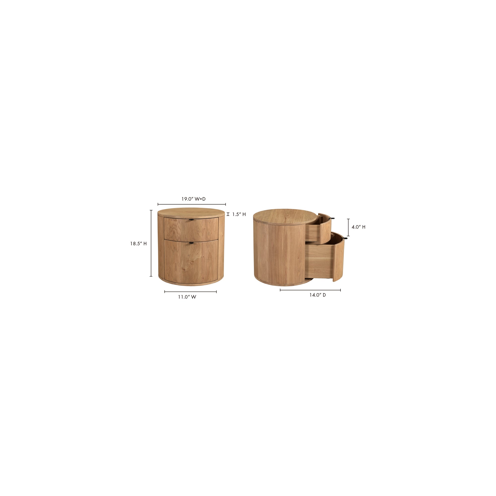 Theo 2 Drawer Nightstand Natural