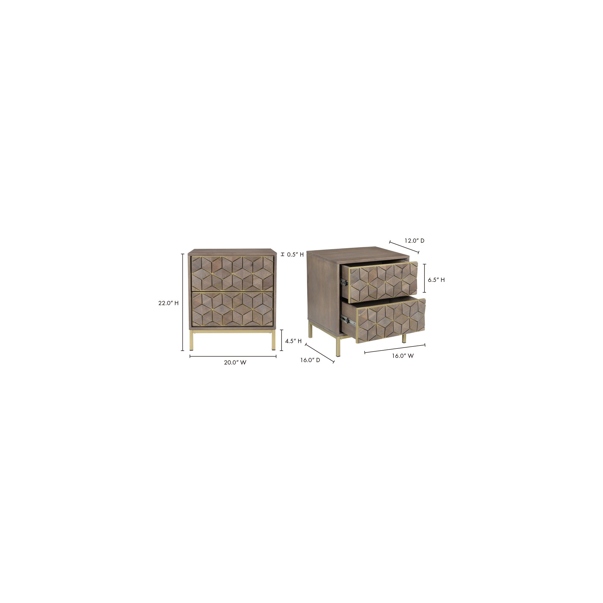 Corolla Nightstand Light Grey