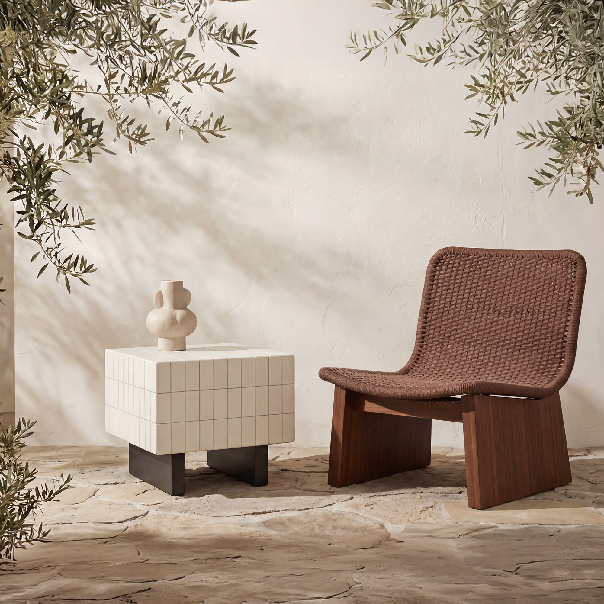 Farren Outdoor Side Table Cream