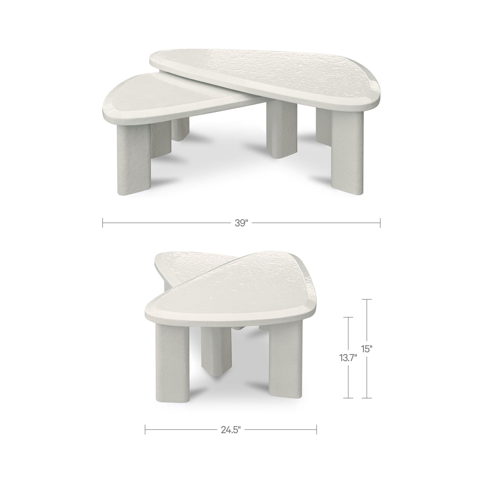 Sophie Outdoor Nesting Table Set Cream Lacquer