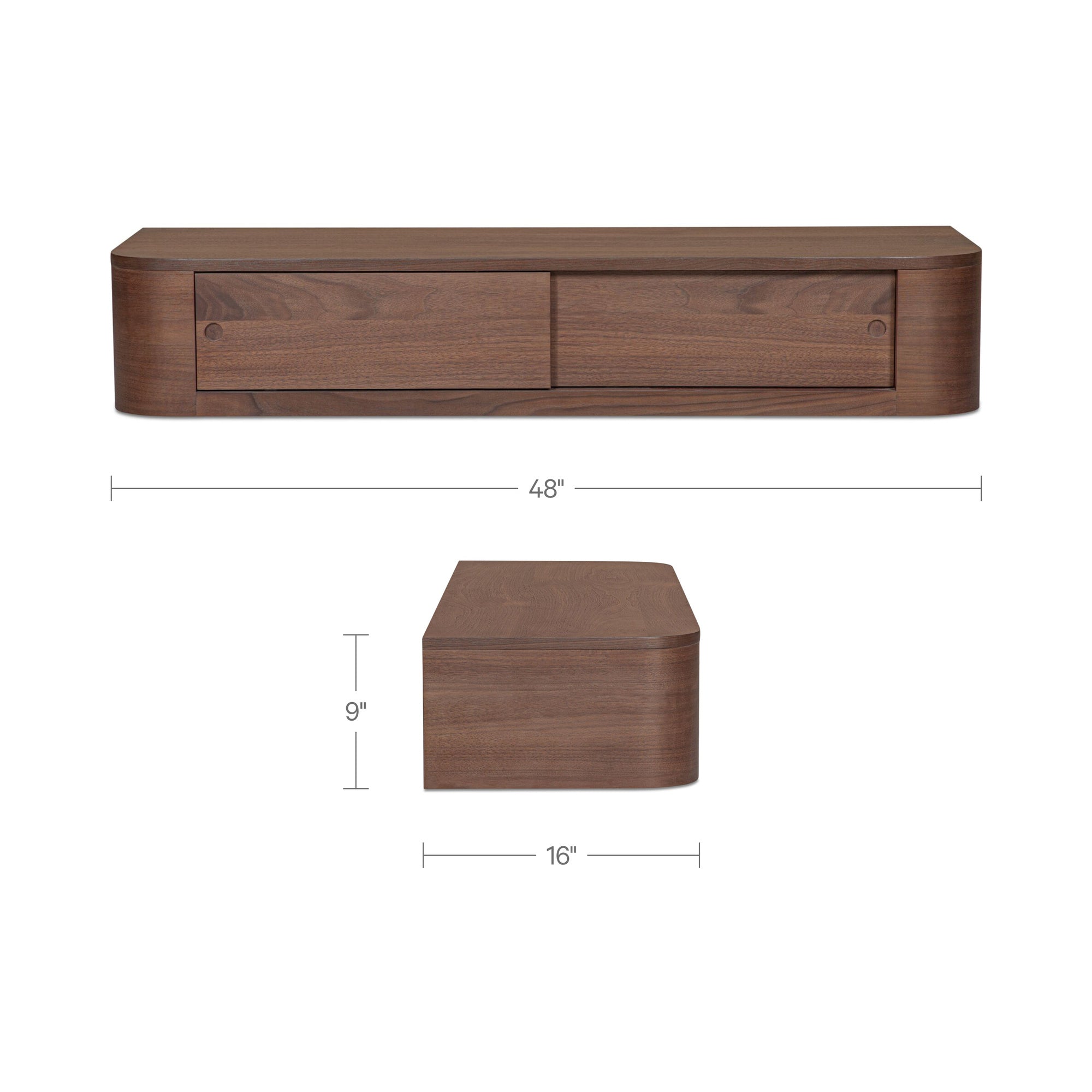 Round Off Floating Console Table Walnut