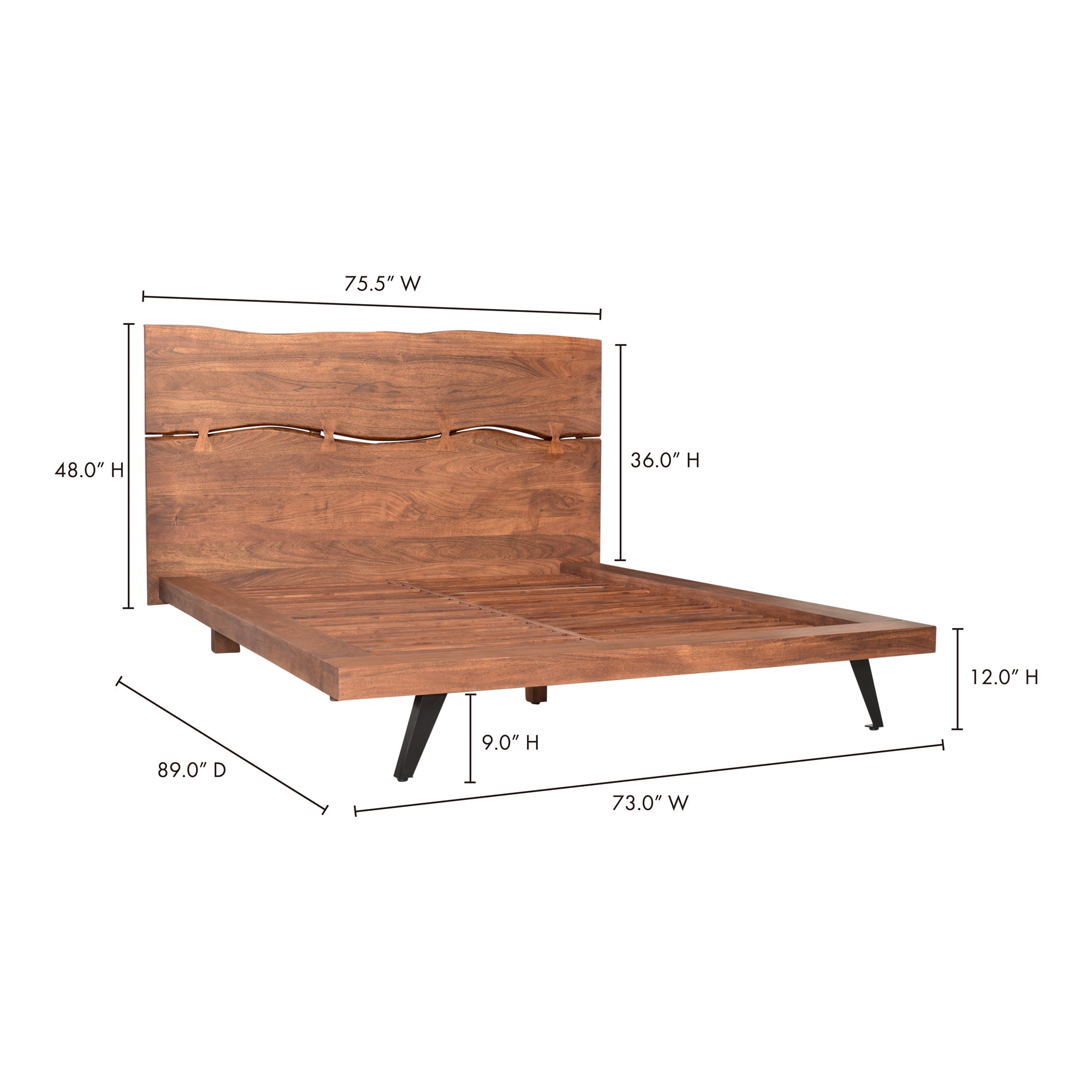 Madagascar Queen Platform Bed Brown