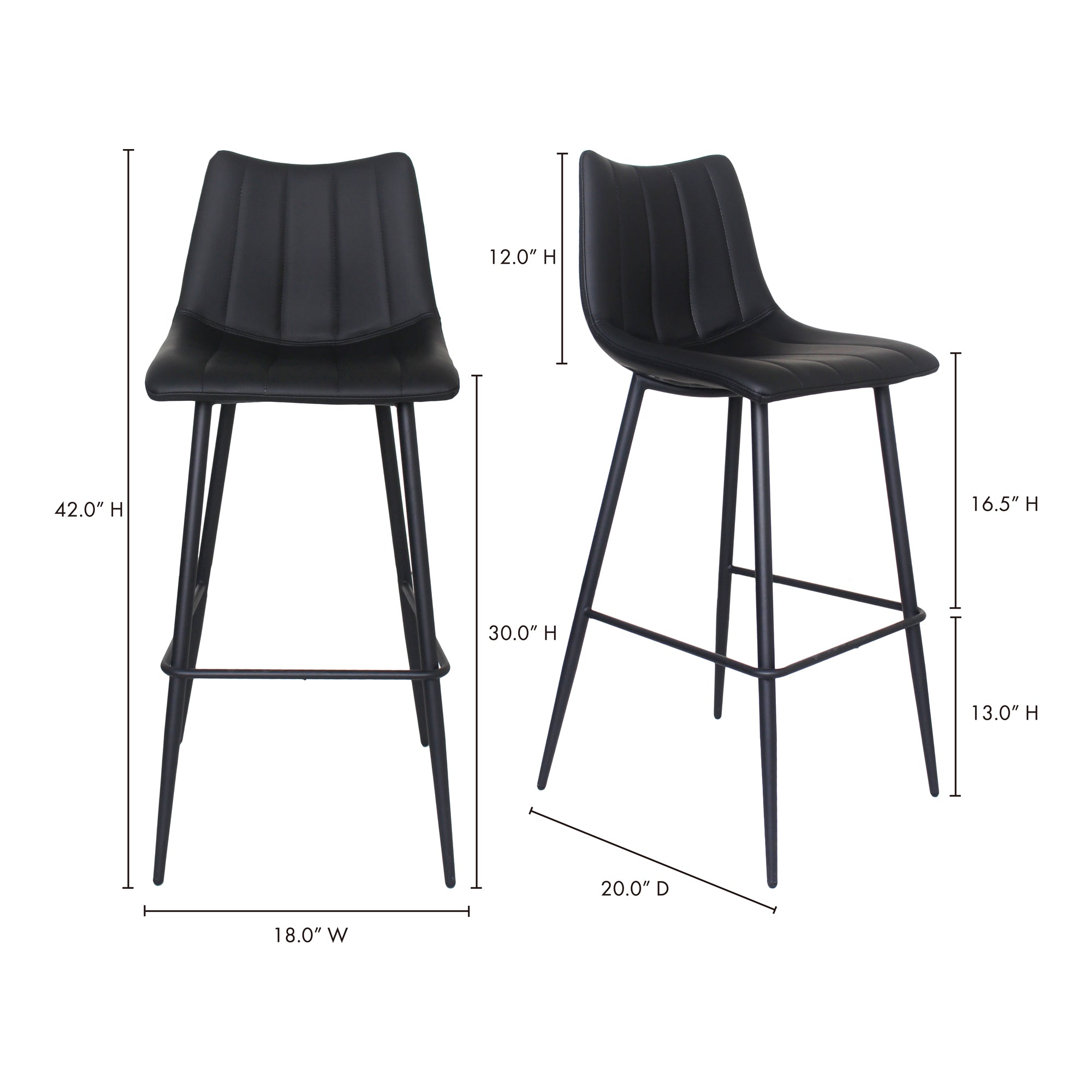 Alibi Bar Stool Matte Black - Set Of Two