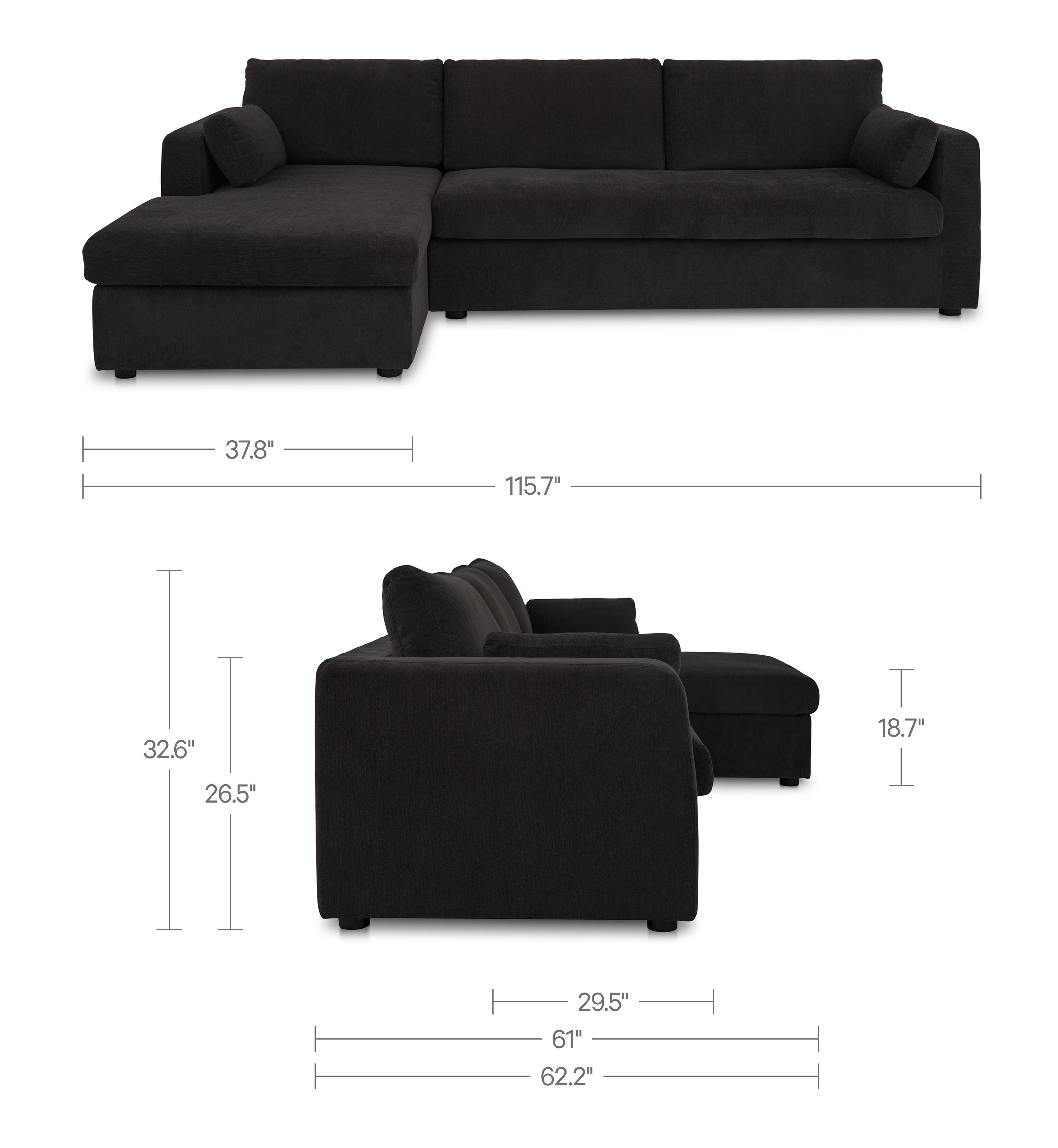 Burrow Sleeper Sectional With Storage Chaise Black Left