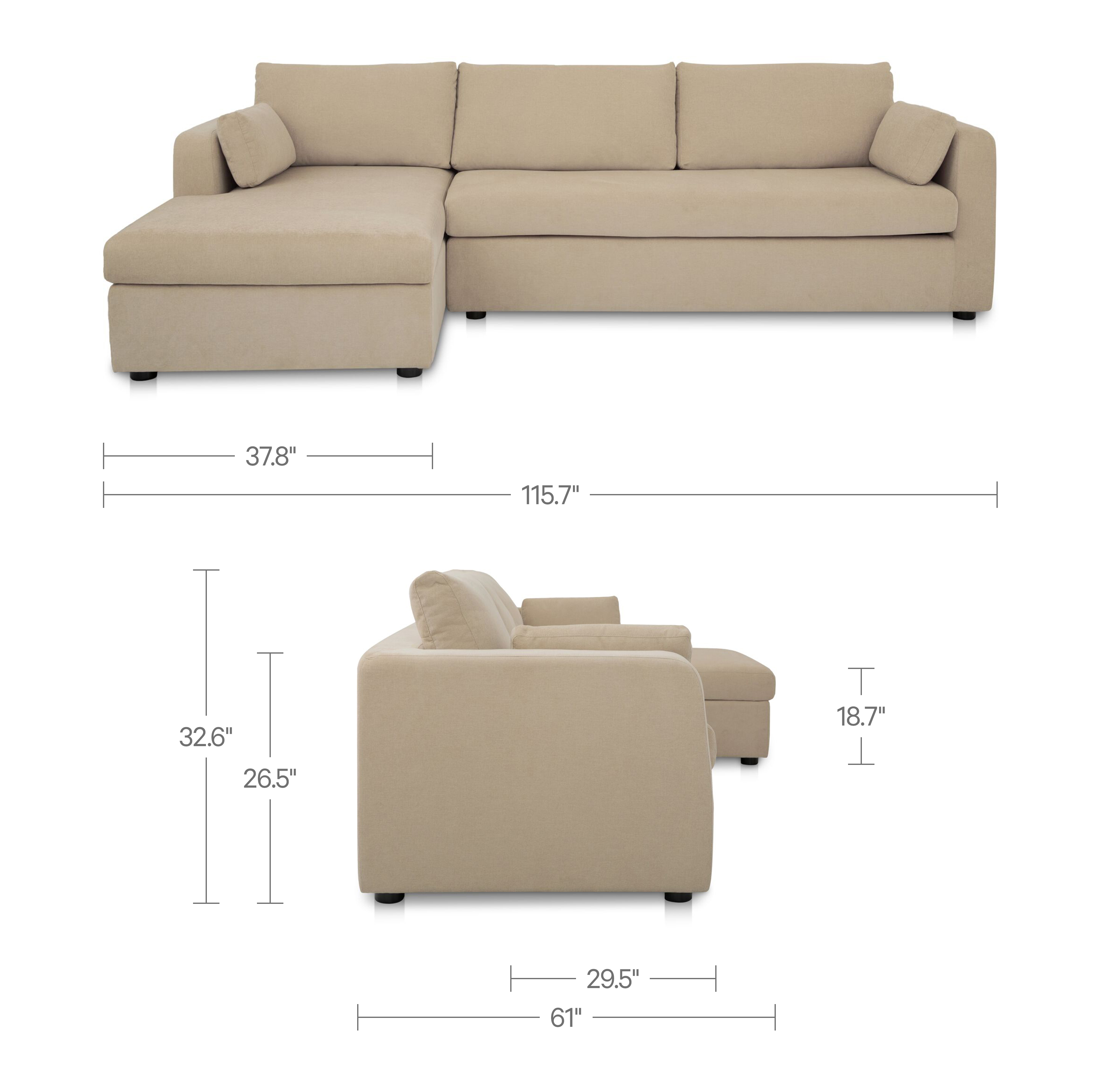 Burrow Sleeper Sectional With Storage Chaise Sand Left