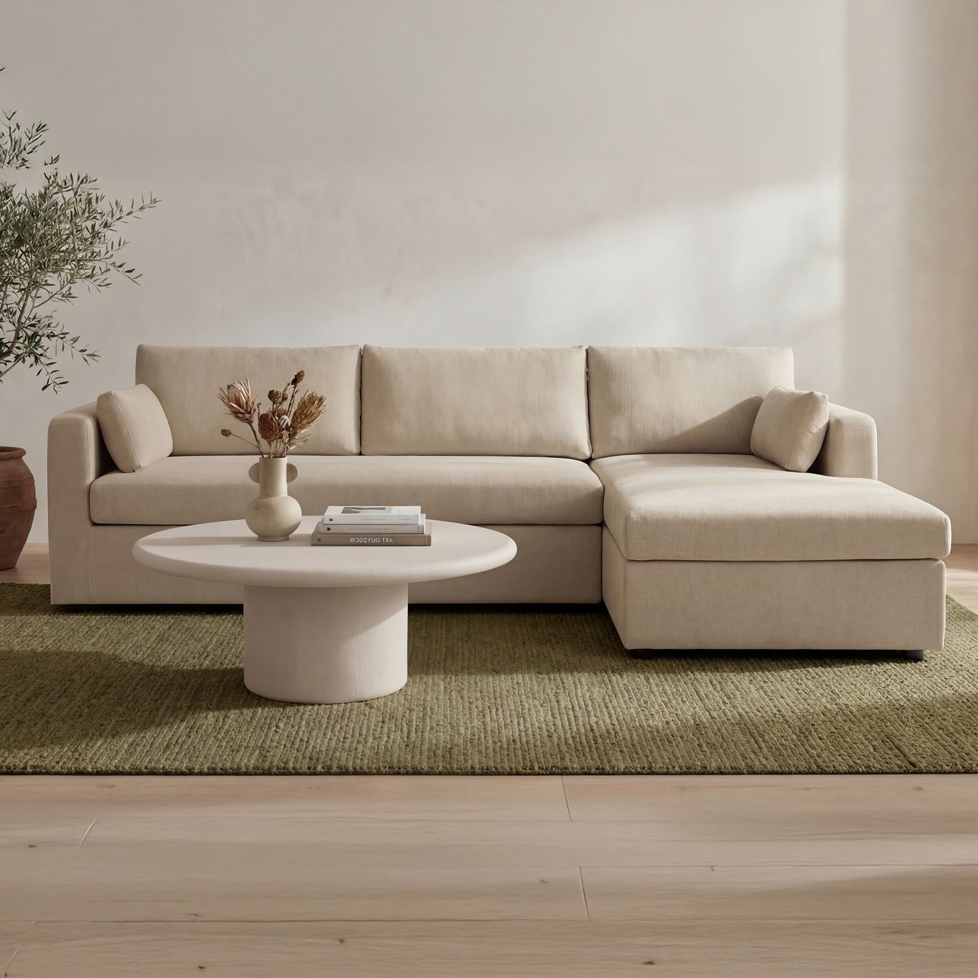 Burrow Sleeper Sectional With Storage Chaise Sand Right