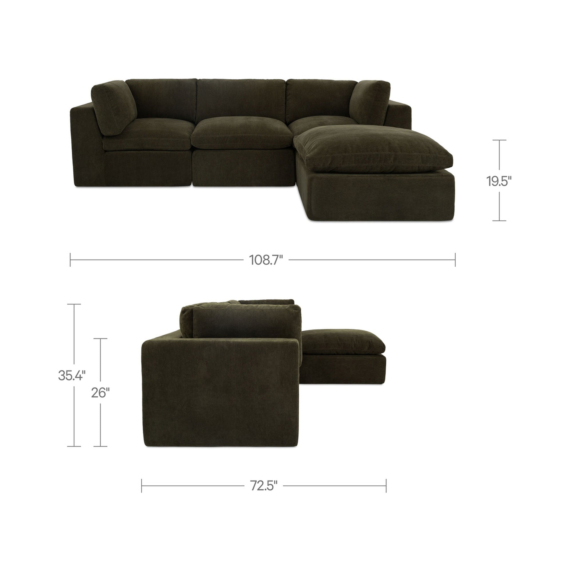 Cates Lounge Modular Sectional Dark Green