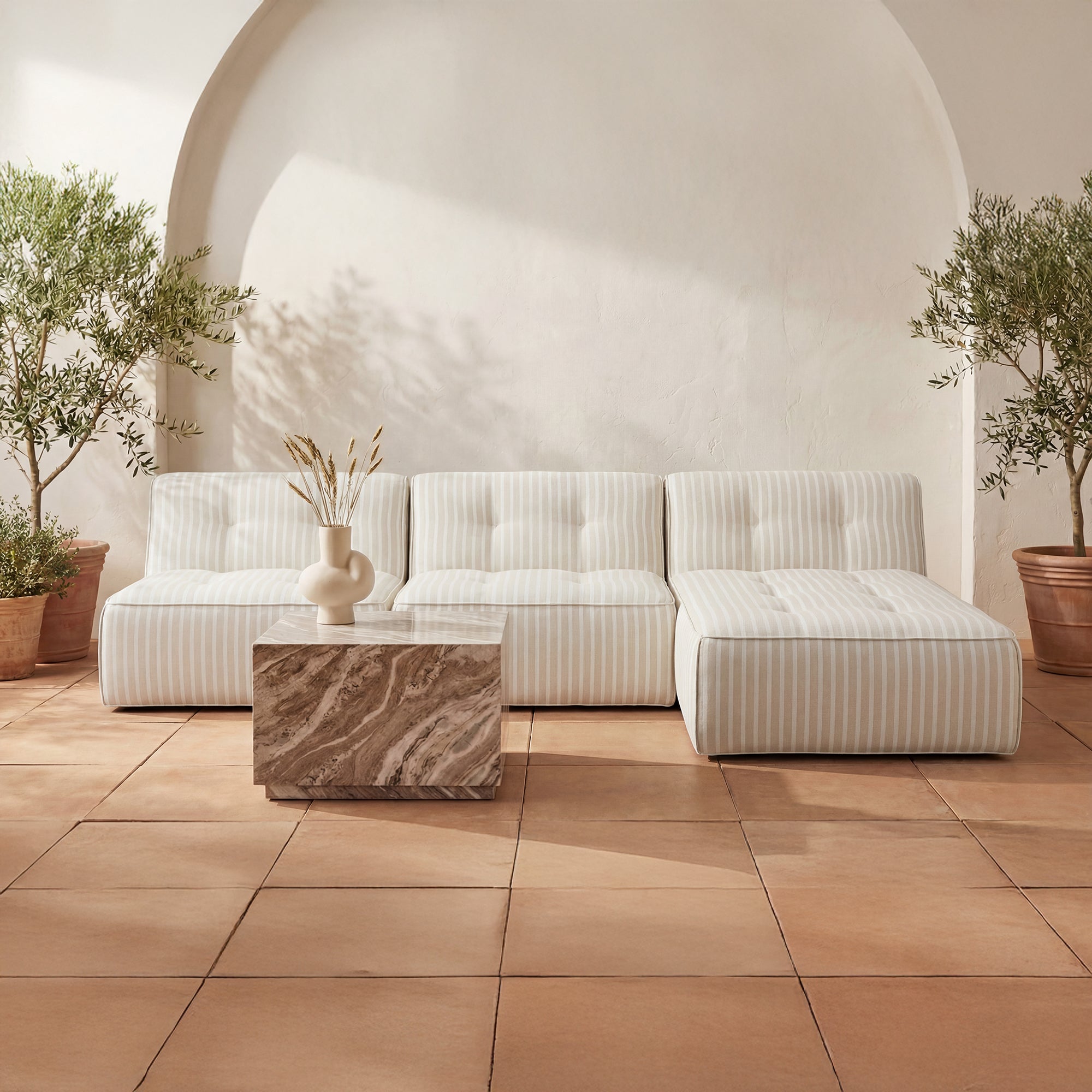 Sunseeker Outdoor Chaise Brown Stripe