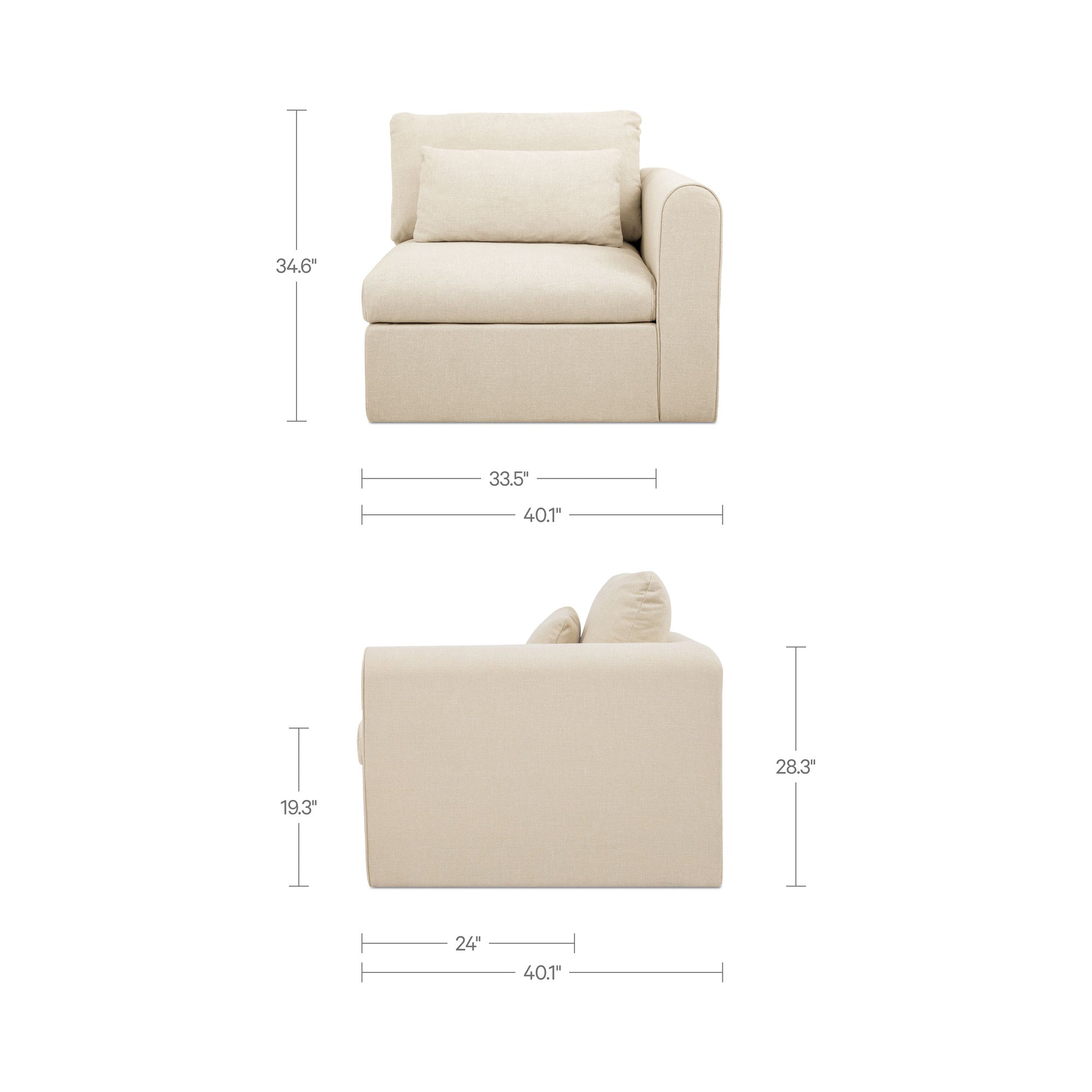 Swift Right Arm Facing Chair Light Beige