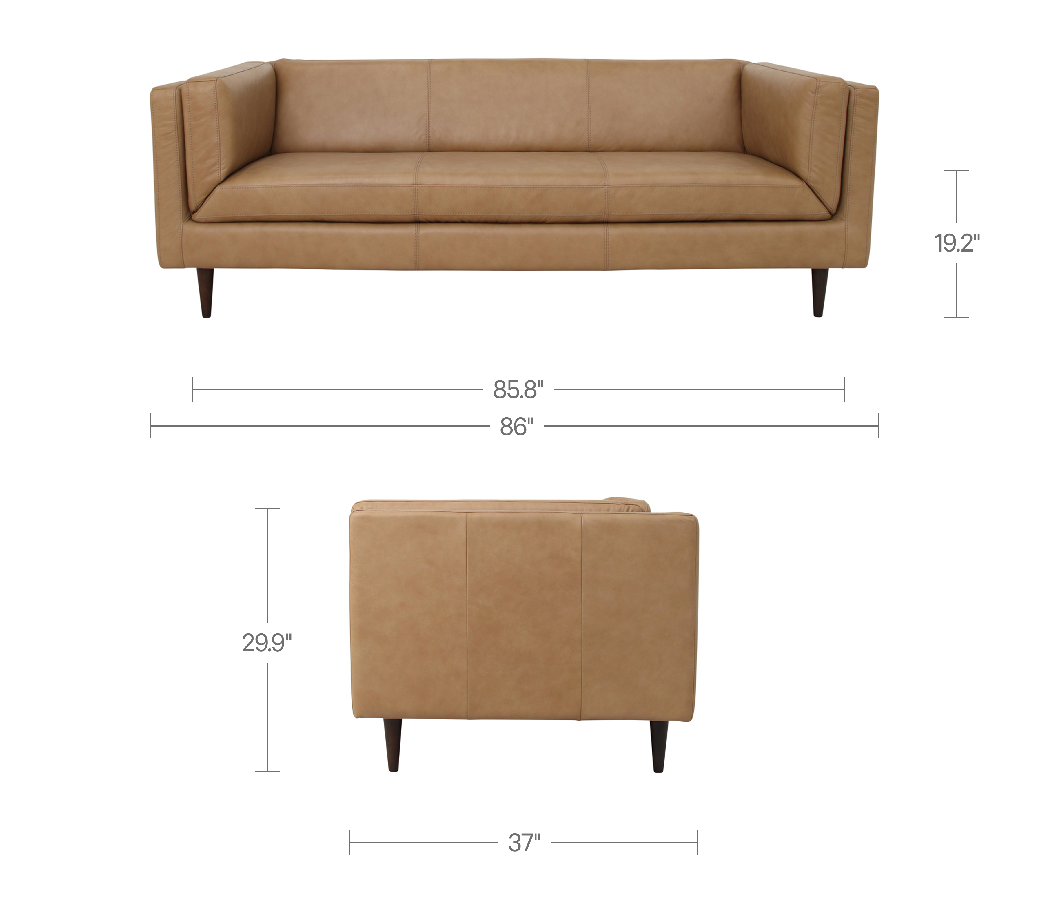 Woods Sofa Tan Leather