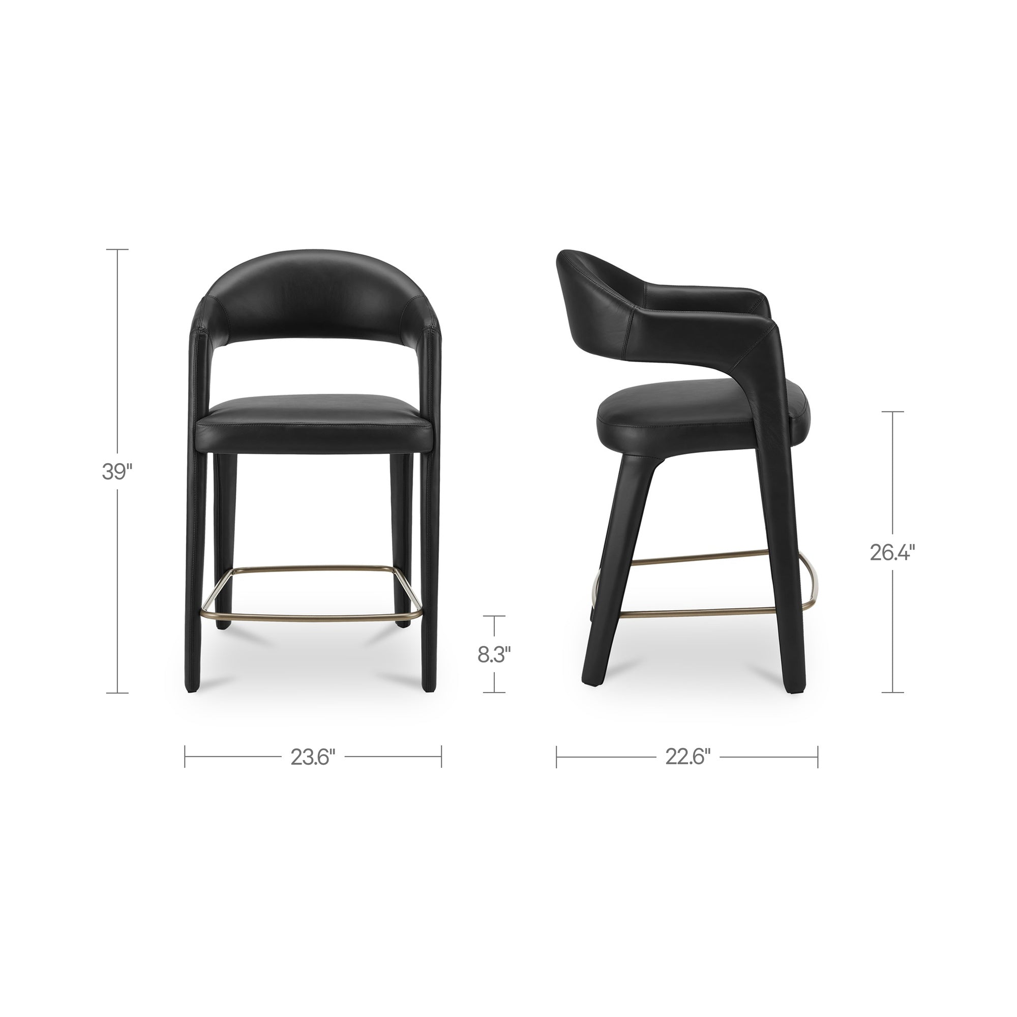 Martens Counter Stool Black Leather
