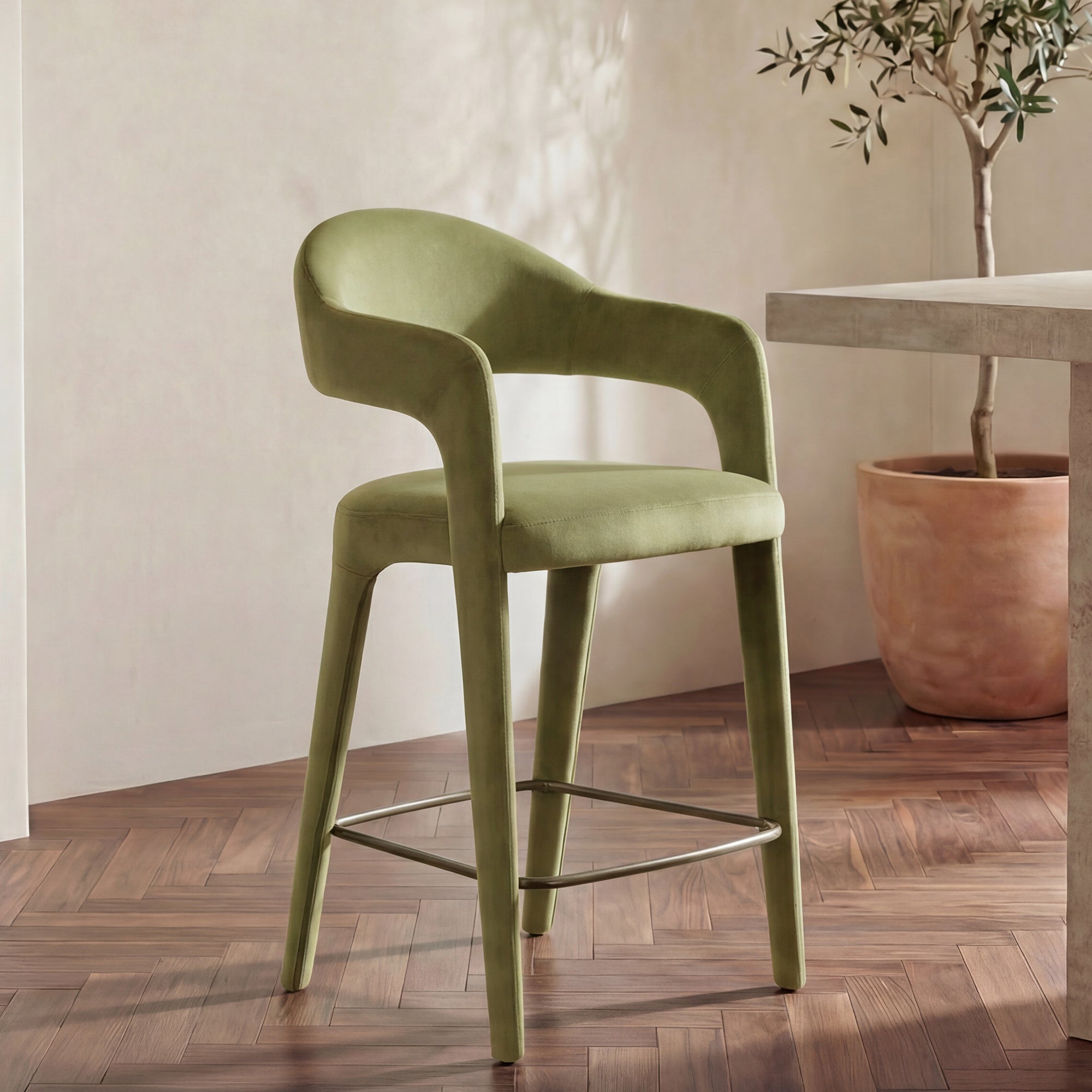 Martens Counter Stool Green Velvet