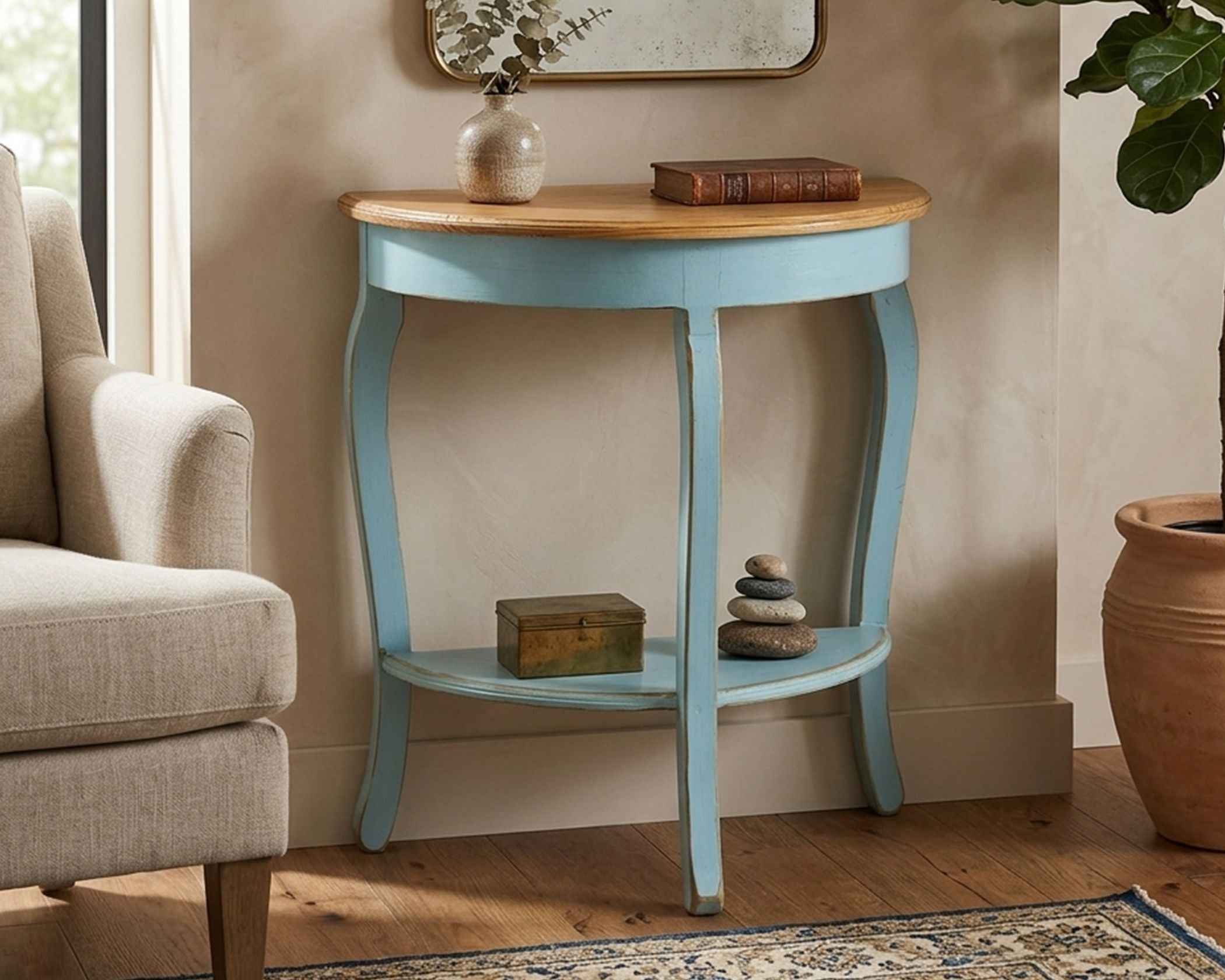 Half Moon Nogal Top Table<br>(1 in Stock)