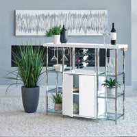 Gallimore 2-door Bar Cabinet Wine Storage White High Gloss - Home & Sleep Outlet