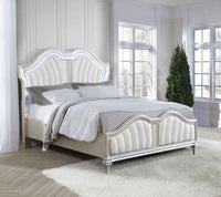 Evangeline Wood Queen LED Panel Bed Silver Oak - Home & Sleep Outlet