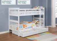Chapman Wood Twin Over Twin Bunk Bed with Mattress White - Home & Sleep Outlet