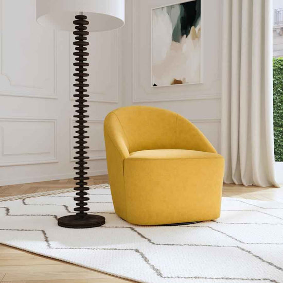 Leon Upholstered Barrel Accent Swivel Chair Mustard Yellow - Home & Sleep Outlet