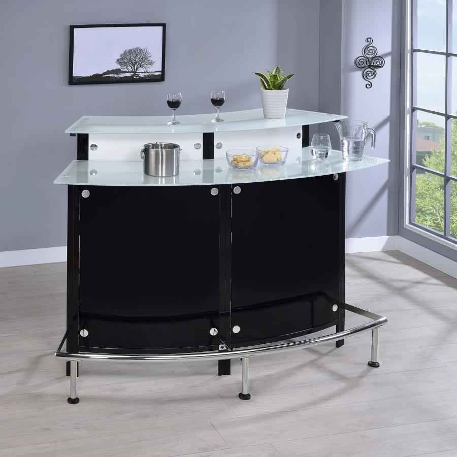 Keystone Curved Glass Top Home Bar Wine Cabinet Black - Home & Sleep Outlet