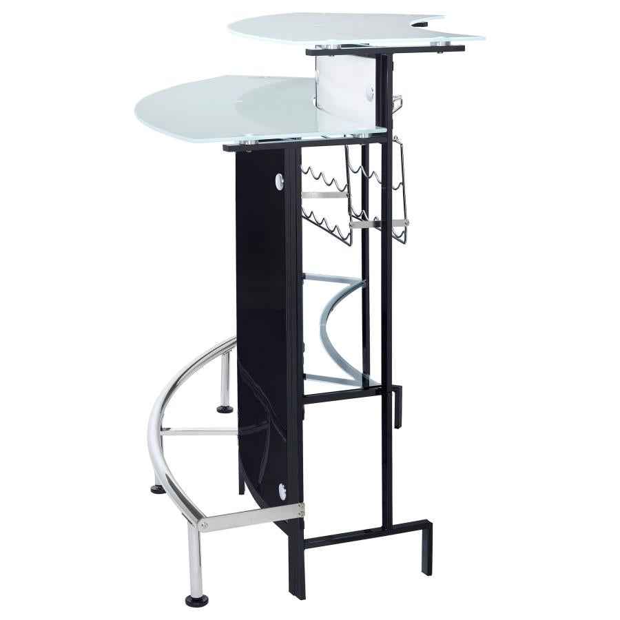 Keystone Curved Glass Top Home Bar Wine Cabinet Black - Home & Sleep Outlet