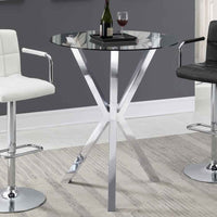Denali Round 35-inch Glass Top Bistro Bar Table Chrome - Home & Sleep Outlet