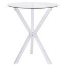 Denali Round 35-inch Glass Top Bistro Bar Table Chrome - Home & Sleep Outlet