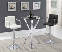 Denali Round 35-inch Glass Top Bistro Bar Table Chrome - Home & Sleep Outlet