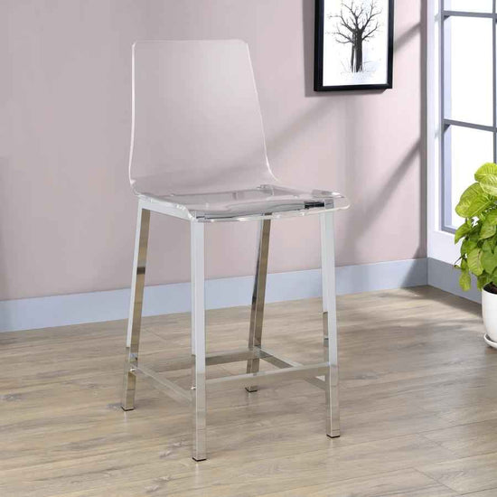 Juelia Clear Acrylic Counter Chair Chrome (Set of 2)