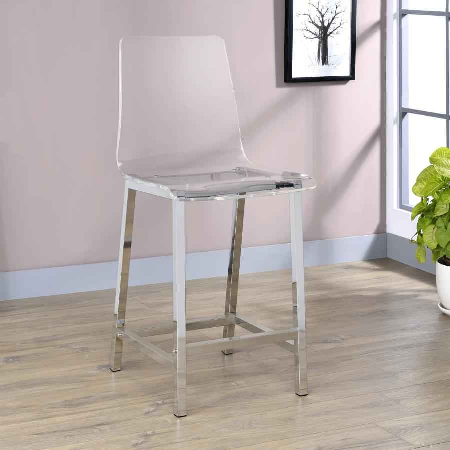 Juelia Clear Acrylic Counter Chair Chrome (Set of 2) - Home & Sleep Outlet