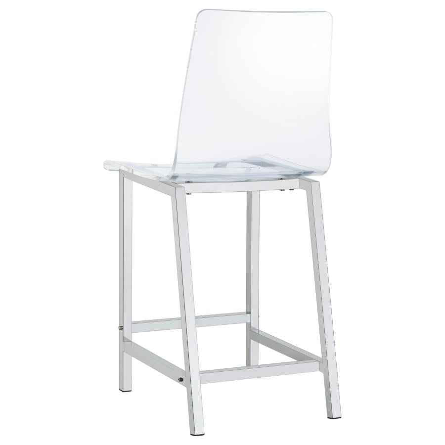 Juelia Clear Acrylic Counter Chair Chrome (Set of 2) - Home & Sleep Outlet