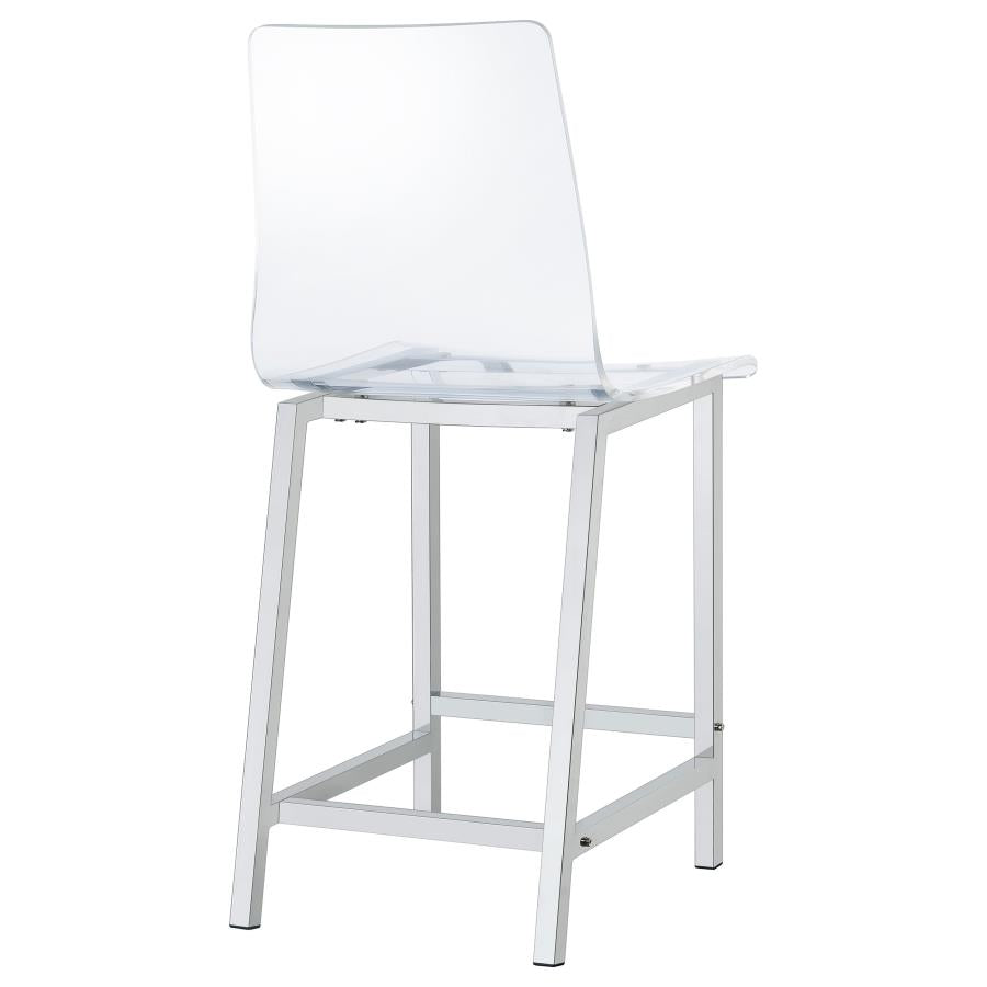 Juelia Clear Acrylic Counter Chair Chrome (Set of 2) - Home & Sleep Outlet