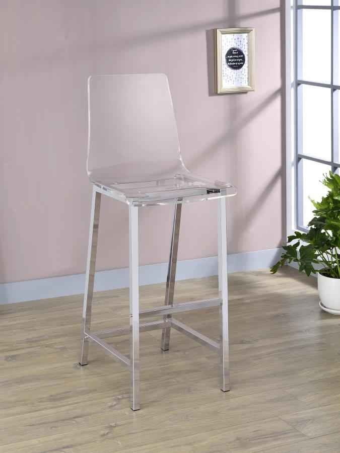 Juelia Clear Acrylic Bar Chair Chrome (Set of 2) - Home & Sleep Outlet