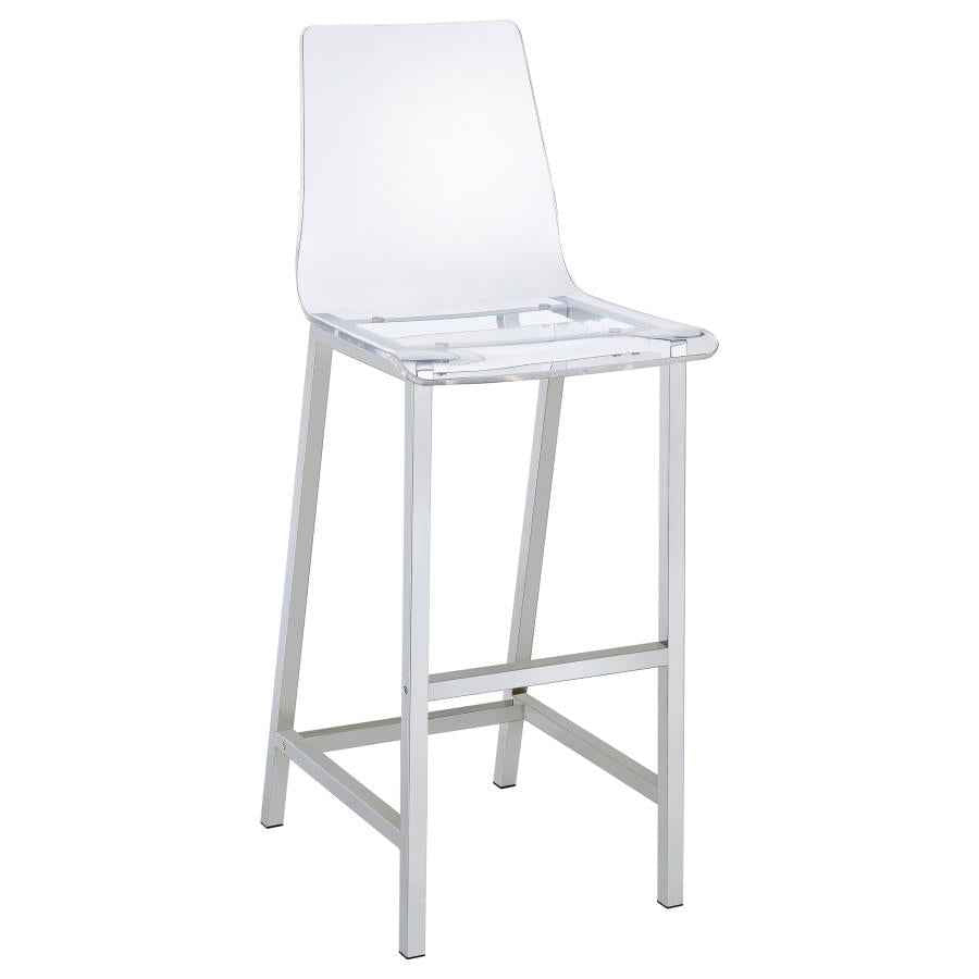 Juelia Clear Acrylic Bar Chair Chrome (Set of 2) - Home & Sleep Outlet