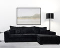 modern black corduroy sectional sofa with chaise in contemporary living room setting