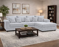 modern silver chenille sectional sofa with chaise in contemporary living room